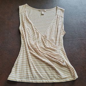 Banana Republic sleeveless linen knit wrap front